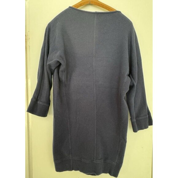 Vince Women Navy Brushed Cotton Oversized Mini Sweater Dress Small Roll Neck - Picture 2 of 10